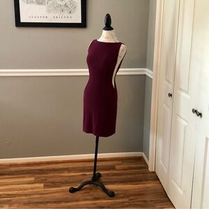 JOVANI SZ 6 BURGUNDY NUDE ILLUSION FORM FIT FORMAL COCKTAIL DRESS